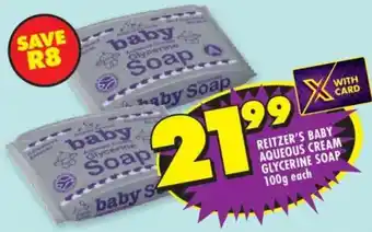 Shoprite Reitzer's baby aqueous cream glycerine soap offer