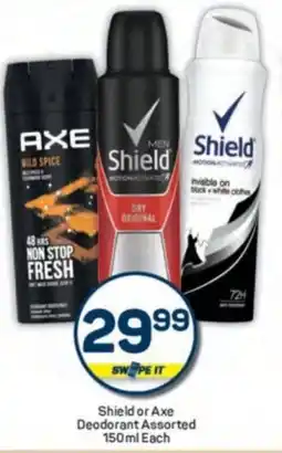 Pick n Pay Shield or Axe Deodorant Assorted offer