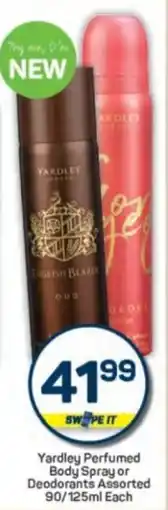 Pick n Pay Yardley Perfumed Body Spray or Deodorants Assorted offer