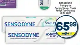 Pick n Pay Sensodyne Complete Protection or Rapid Relief Toothpaste offer