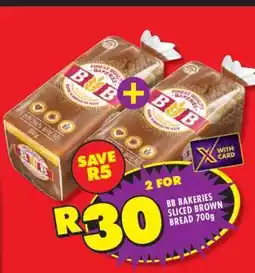 Shoprite BB Bakeries Sliced Brown Bread 700g offer