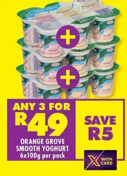 Shoprite ORANGE GROVE SMOOTH YOGHURT 6x100g per pack offer