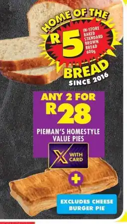 Shoprite IN-STORE BAKED STANDARD BROWN BREAD 600g offer