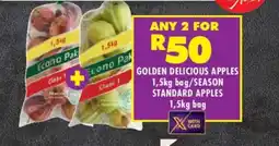 Shoprite GOLDEN DELICIOUS APPLES 1,5kg bag/SEASON STANDARD APPLES 1,5kg bag offer