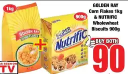 Boxer GOLDEN RAY Corn Flakes 1kg & NUTRIFIC Wholewheat Biscuits 900g offer