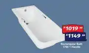 K Carrim Rectangular Bath 1700 + Handle offer