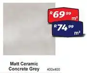 K Carrim Matt Ceramic (Concrete Grey) 400 x 400-Per Sqm offer