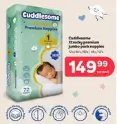 PEP Cuddlesome Xtra Dry Premium Jumbo Pack Nappies-72's/64's/52's/48's/42's Per Pack offer