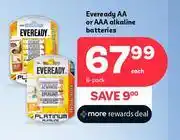 PEP Eveready AA Or AAA Alkaline Batteries 6 Pack-Each offer