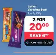 Lekker Chocolate Bars-2 x 45g/50g