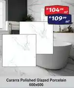 K Carrim Cararra Polished Glazed Porcelain 600 x 600-Per Sqm offer