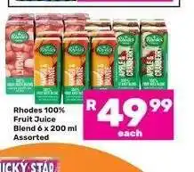 Game Rhodes 100% Fruit Juice Blend 6 x 200 ml Assorted offer