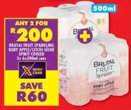 Shoprite Liquor Brutal fruit sparkling ruby apple/litchi séche spirit cooler cans offer