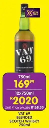 Shoprite Liquor Vat 69 blended scotch whisky offer