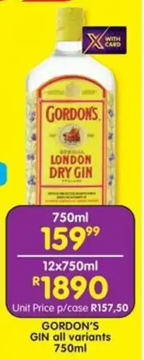 Shoprite Liquor Gordon's gin all variants offer