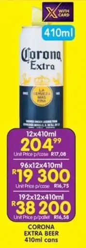 Shoprite Liquor Corona extra beer cans offer