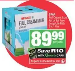 Spar SPAR Full Cream, Low Long Life Milk offer