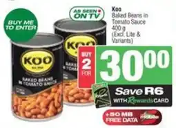 Spar Koo Baked Beans in Tomato Sauce (Excl. Lite & Variants) offer