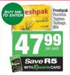 Spar Freshpak Rooibos Tagless Teabags offer