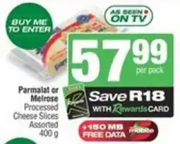 Spar Parmalat or Melrose Processed Cheese Slices Assorted offer