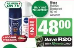Spar Nivea Roll On Deodorant offer