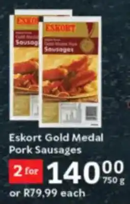 Oxford Freshmarket Eskort Gold Medal Pork Sausages offer
