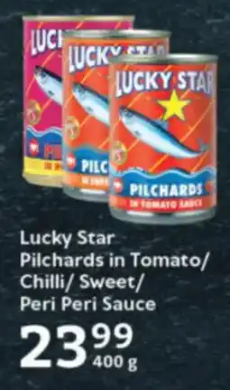 Oxford Freshmarket Lucky Star Pilchards in Tomato/ Chilli/Sweet/ Peri Peri Sauce offer