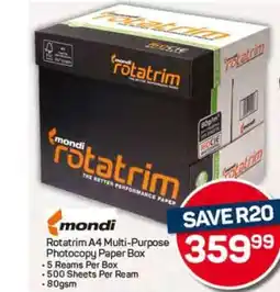 Pick n Pay Hypermarket Rotatrim A4 Multi-Purpose Photocopy Paper Box offer