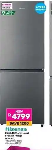 Game Hisense 223 L Bottom Mount Freezer Fridge (H359BIT) offer
