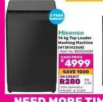 Game Hisense 14 kg Top Loader Washing Machine (WT3K1423UB) offer