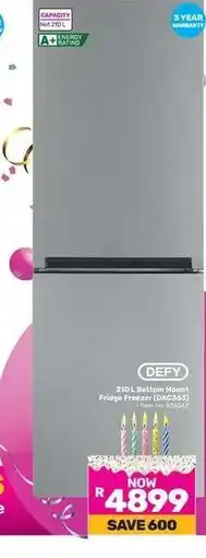 Game DEFY 210 L Bottom Mount Fridge Freezer (DAC543) offer
