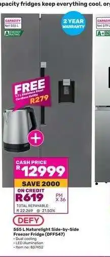 Game DEFY 555 L Naturelight Side-by-Side Freezer Fridge (DFF547) offer