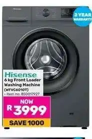 Game Hisense 6 kg Front Loader Washing Machine (WFVC6010T) offer