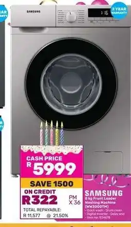 Game Samsung 8 kg Front Loader Washing Machine (WW3000M) offer