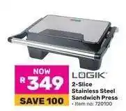 Game Logik 2 Slice Stainless Steel Sandwich Press offer