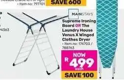 Game Mainstays Supreme Ironing Board OR The Laundry House Venus X Winged Clothes Dryer offer