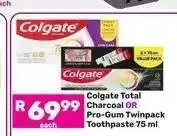 Game Colgate Total Charcoal OR Pro-Gum Twinpack Toothpaste 75 ml offer
