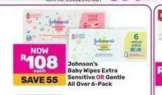 Game Johnson's Baby Wipes Extra Sensitive Or Gentle All Over 6 Pack offer