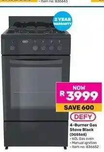 Game 4-Burner Gas Stove Black (DGS668) offer