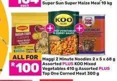 Game Maggi 2 Minute Noodles + KOO Mixed Vegetables + Top One Corned Meat offer