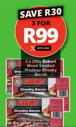 Checkers Eskort Wood Smoked Rindless Streaky Bacon offer