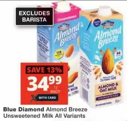 Checkers Blue Diamond Almond Breeze Unsweetened Milk All Variants offer