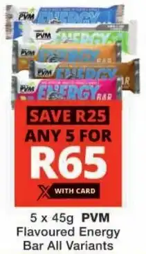 Checkers PVM Flavoured Energy Bar All Variants offer