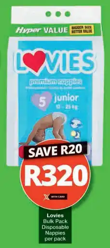 Checkers Hyper Lovies Bulk Pack Disposable Nappies offer