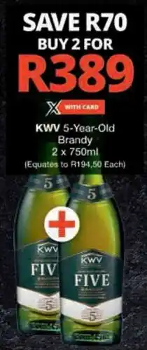 Checkers Hyper KWV 5-Year-Old Brandy offer