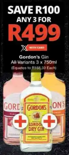 Checkers Hyper Gordon's Gin All Variants offer