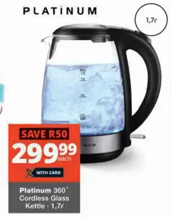 Checkers Hyper Platinum 360° Cordless Glass Kettle offer