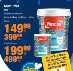Mica Plascon Matt PVA offer