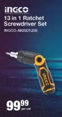 INGCO 13 in 1 Ratchet Screwdriver Set