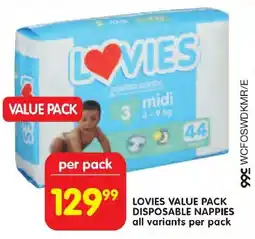 Shoprite Lovies value pack disposable nappies all variants offer